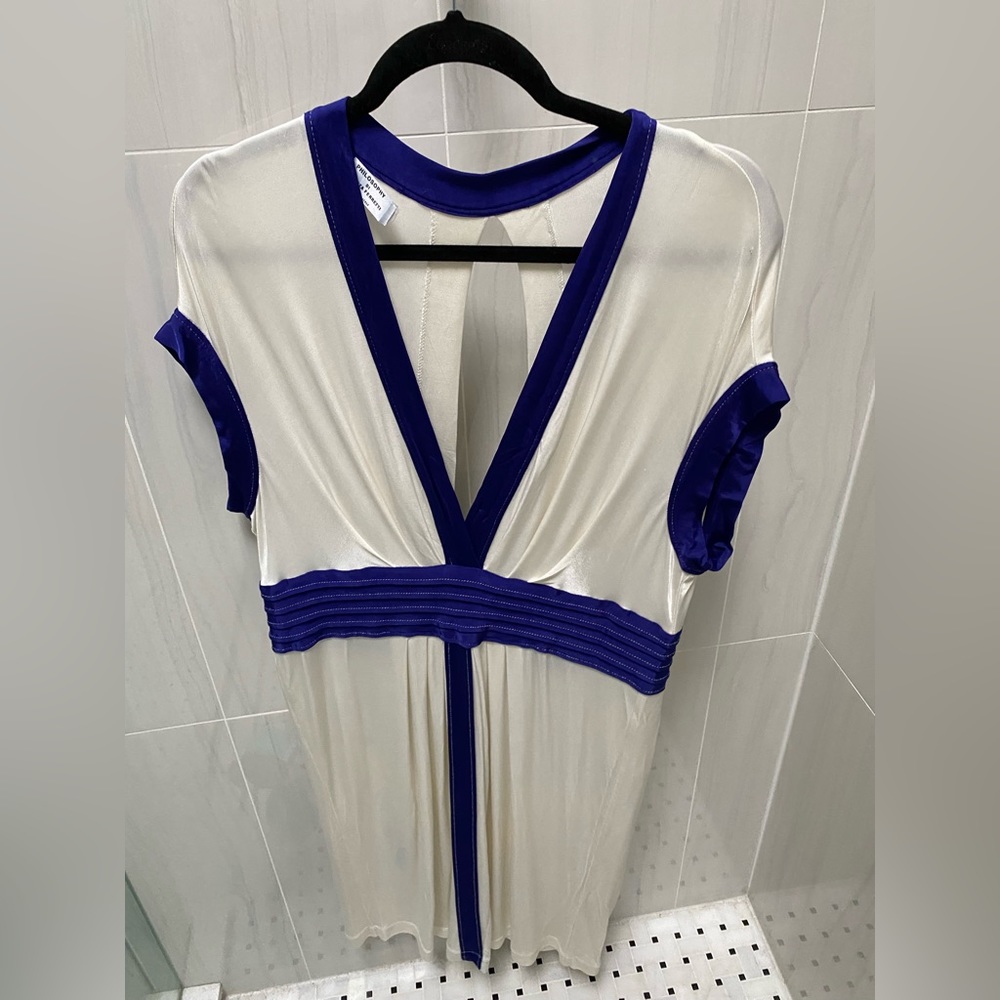 Alberta Feretti white and purple dress made in Italy